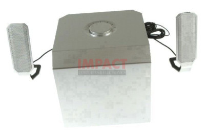 Speaker System With Subwofer and 2 Satellite Speakers (Silver)