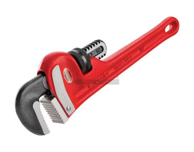 10 in. Straight Pipe Wrench for Heavy-Duty Plumbing, Sturdy Plumbing Pipe Tool with Self Cleaning Threads and Hook Jaws