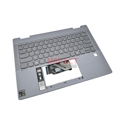 C-Cover with keyboard, English, Luna Grey, Fingerprint, US